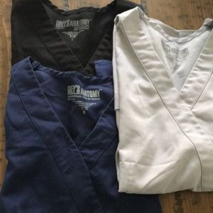 Three Small Grey’s Anatomy Scrub Tops